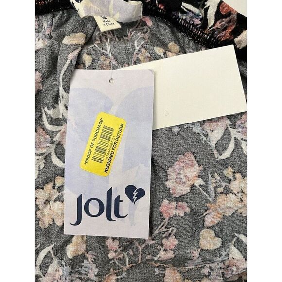 Womens Medium Multicolor Boho Floral Off the Shoulder Blouse Crop Top Jolt NWT - Picture 5 of 7